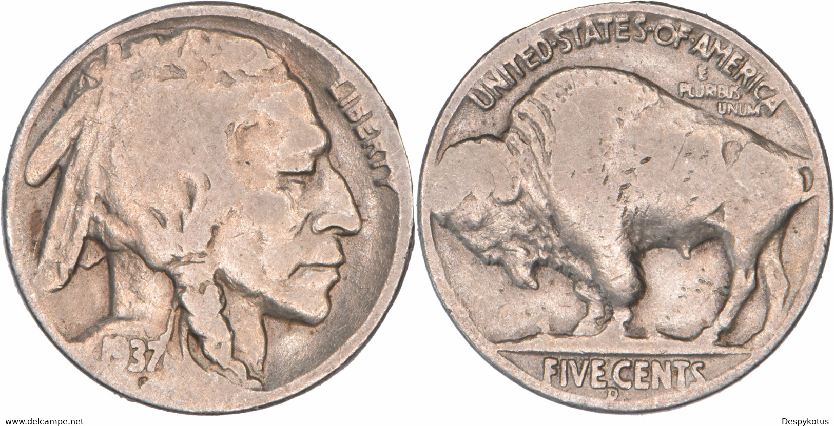 Etats-Unis - 1937 - Five Cents Buffalo Nickel - Km#134 - 07-031 - 1913-1938: Buffalo