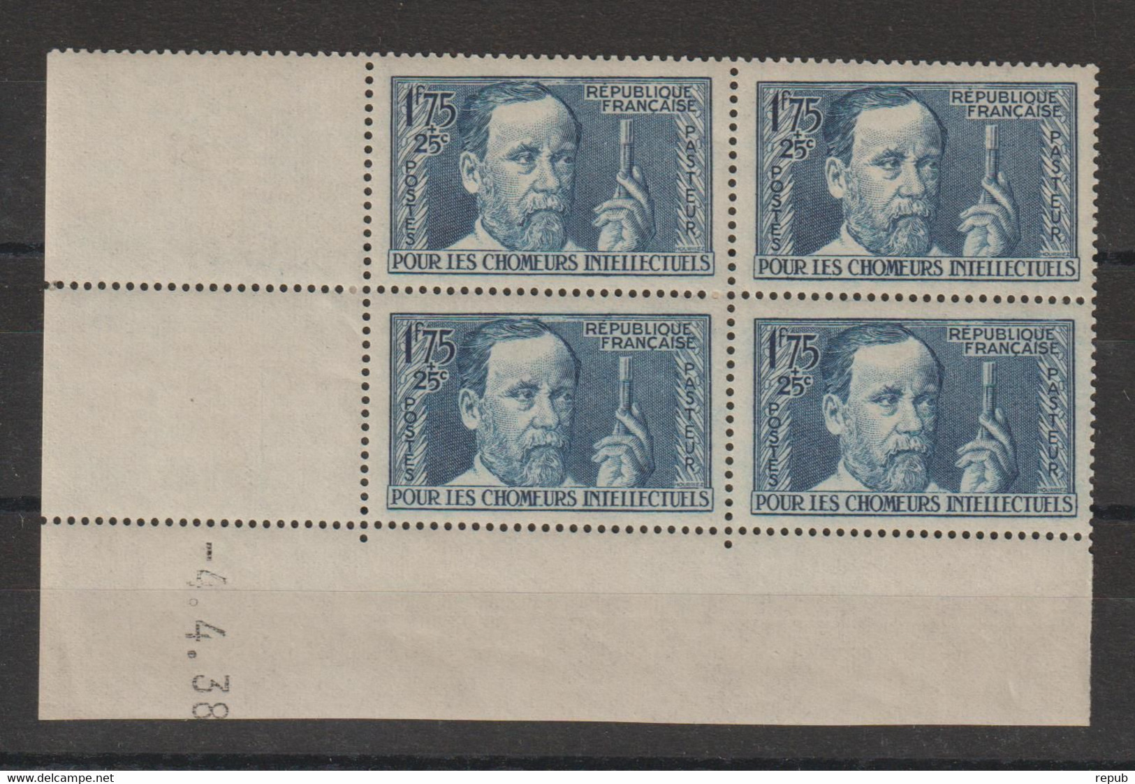 France 1938 Coin Daté 1938 Pasteur 385 ** MNH - 1930-1939