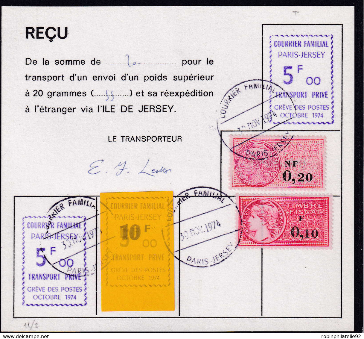 France Grève N°1510 F S.5 F Violet Sur Orange "du Courrier Familial" Sur Reçu   Qualité:obl - Other & Unclassified