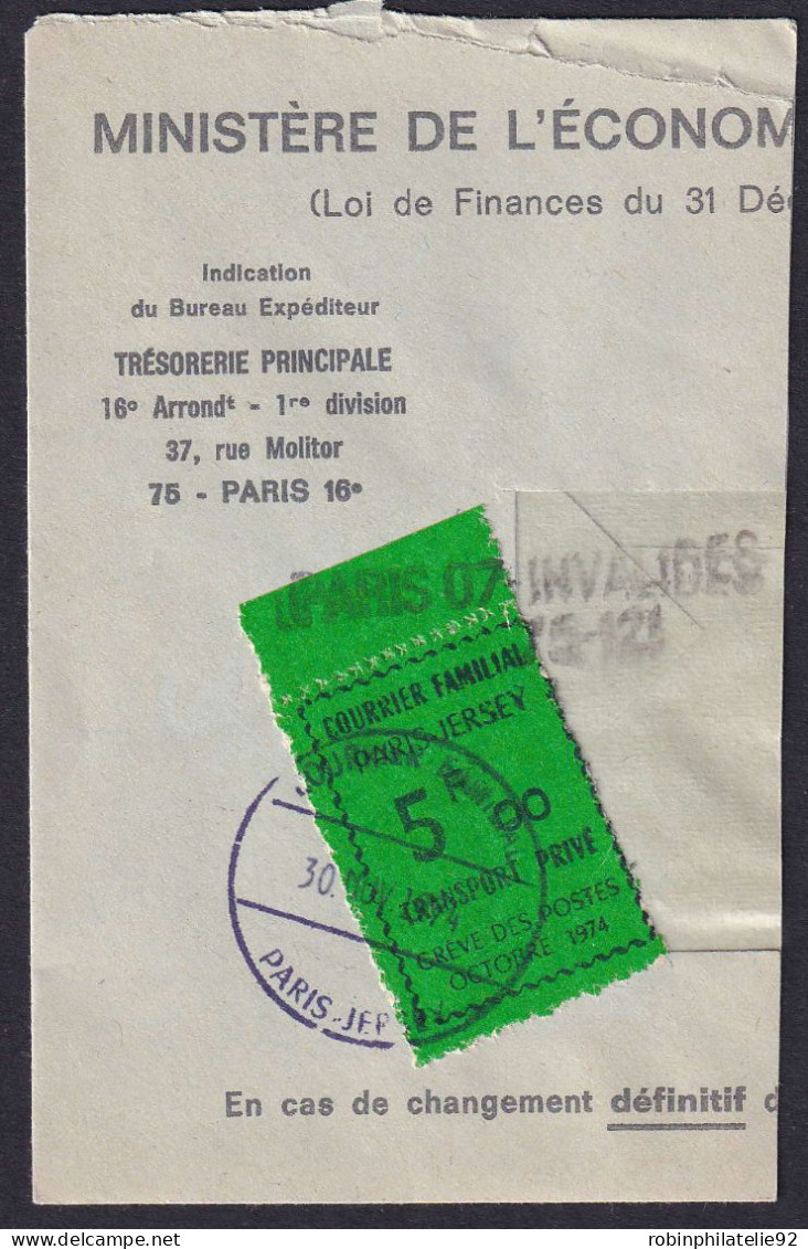 France Grève N°175 F Noir Sur Vert   "du Courrier Familial" Sur Fragment  Qualité:obl - Andere & Zonder Classificatie