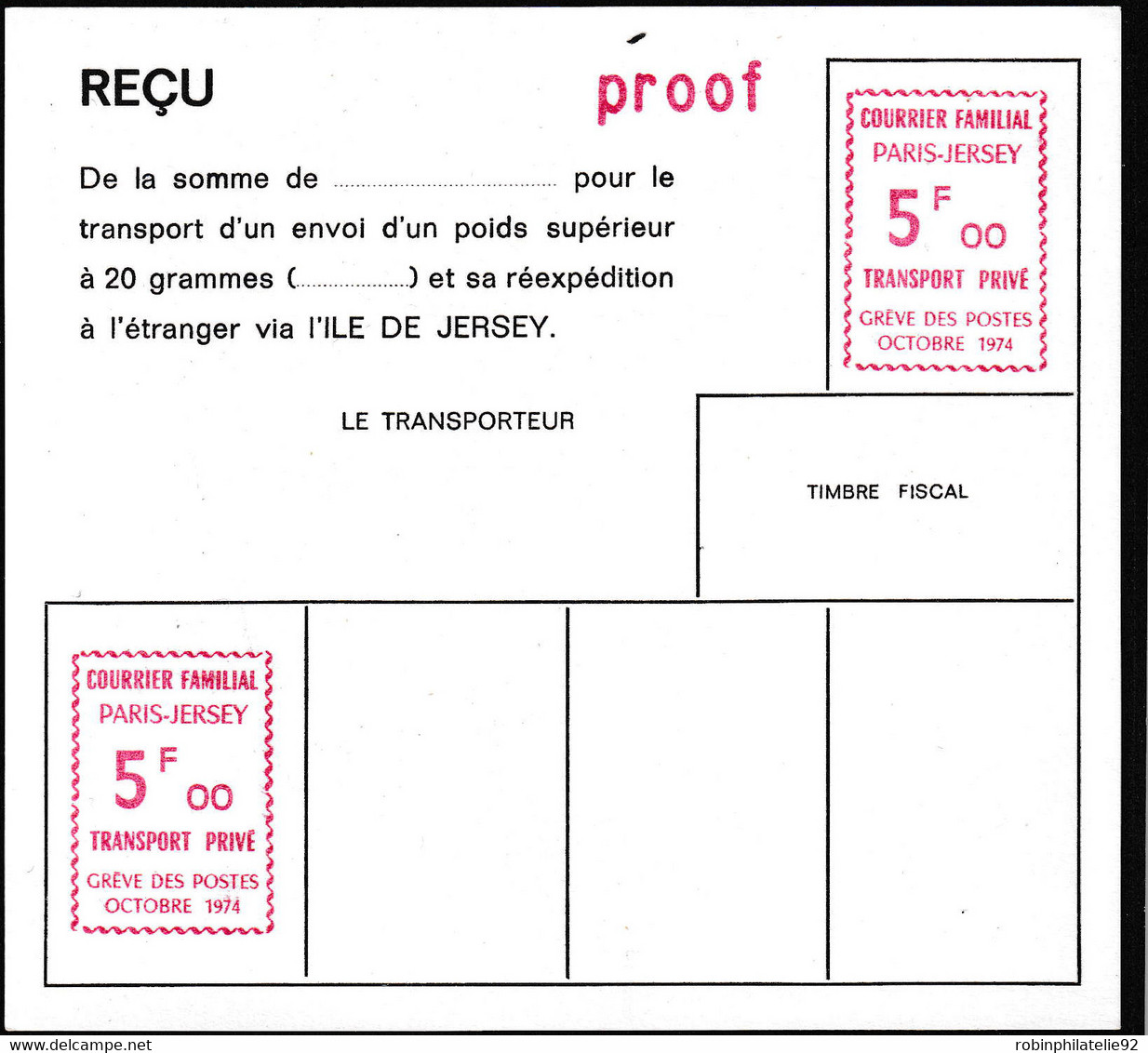 France Grève N° 5 F  Rouge   "du Courrier Familial"  Essai Sur Reçu - Other & Unclassified