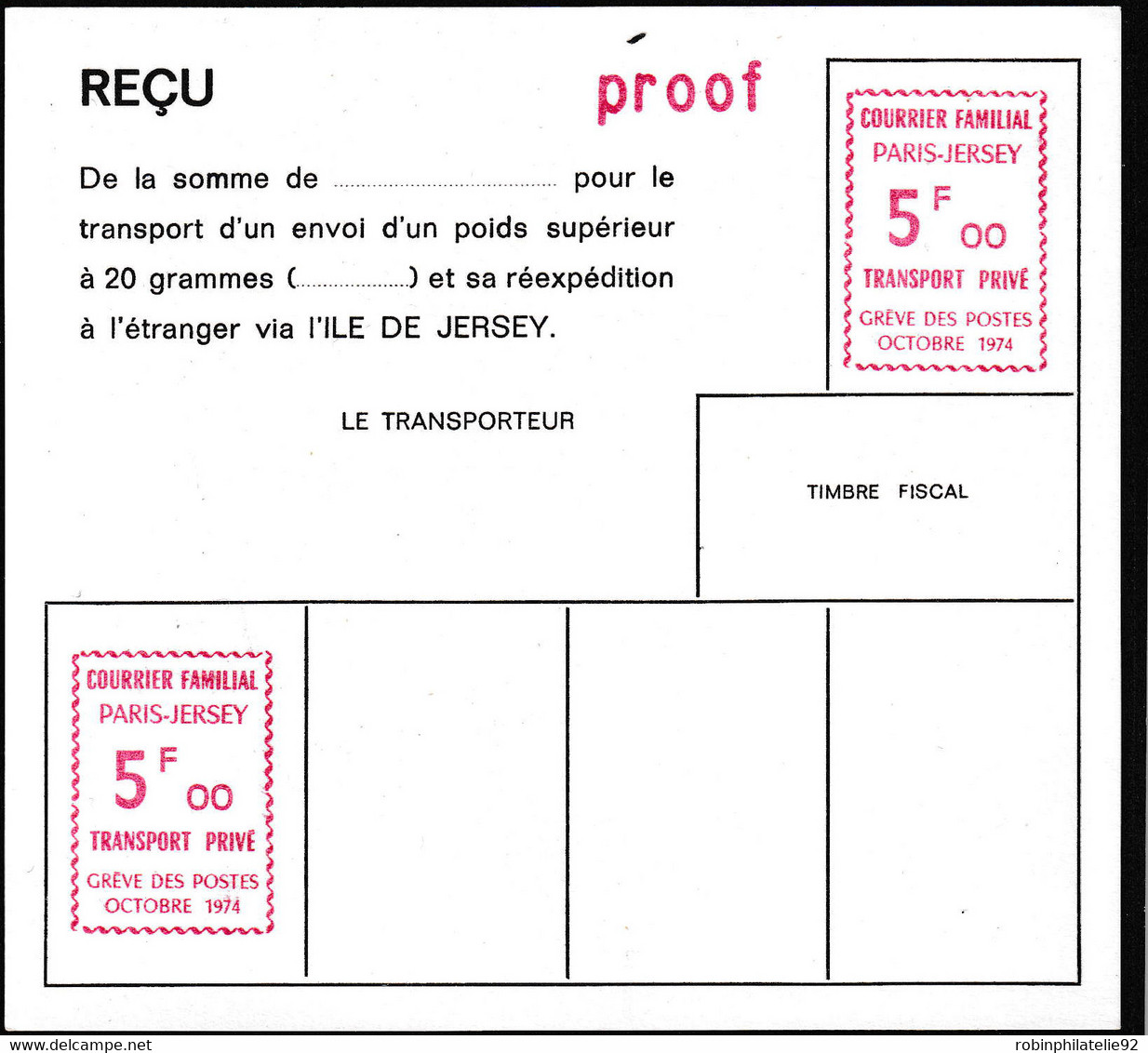 France Grève N° 5 F  Rouge   "du Courrier Familial"  Essai Sur Reçu - Sonstige & Ohne Zuordnung