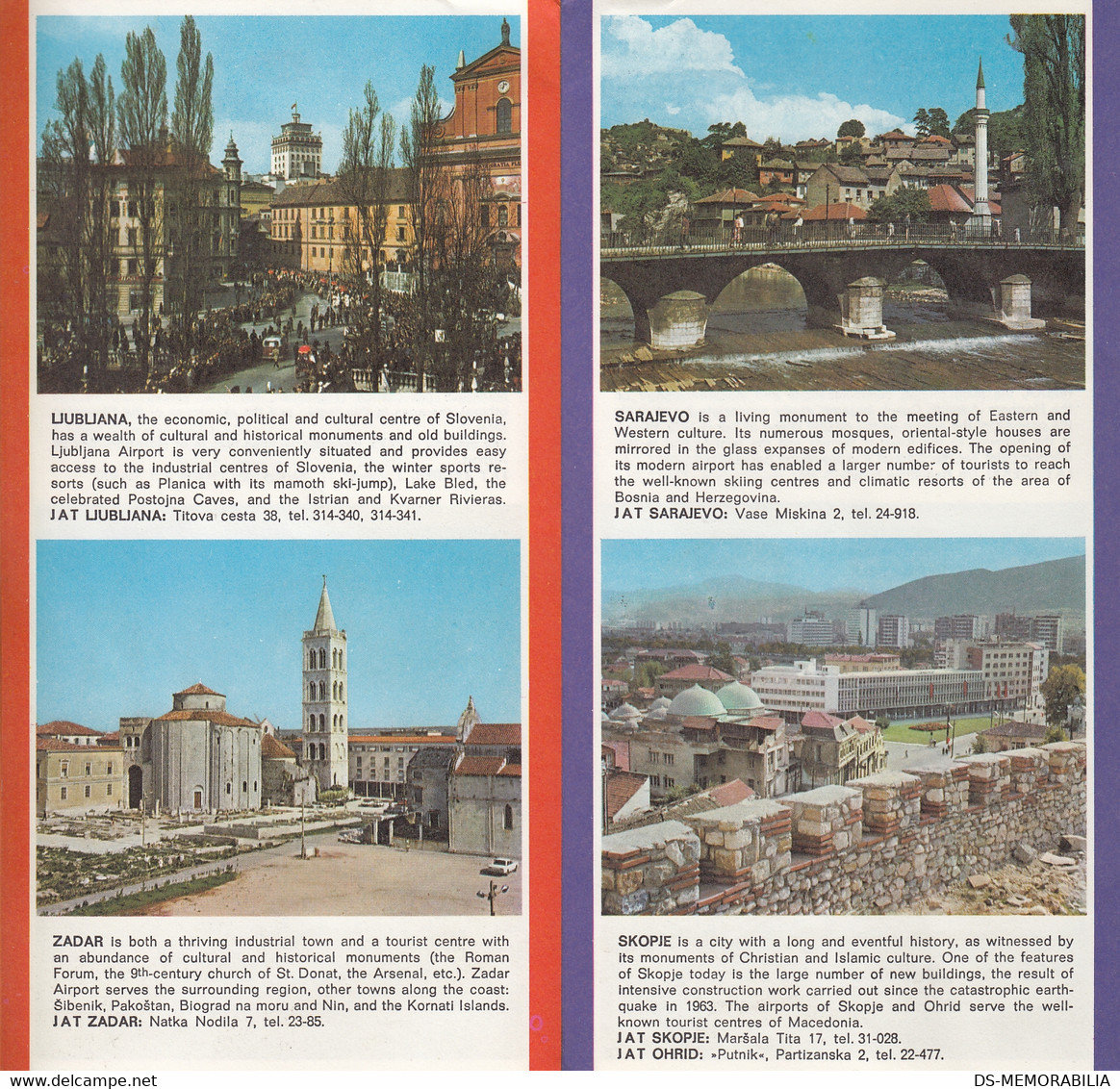 JAT Yugoslav Airlines Advertising Prospect Brochure Beograd Zagreb Dubrovnik ... - Riviste Di Bordo