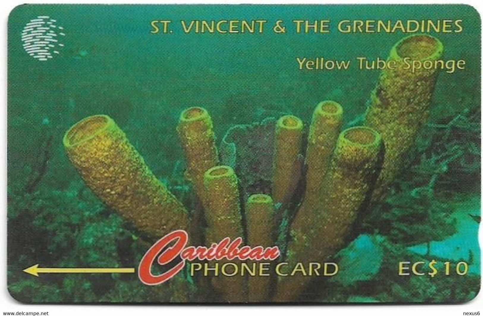 St. Vincent - C&W (GPT) - Yellow Tube Sponge, 101CSVA, 1996, 10.000ex, Used - Saint-Vincent-et-les-Grenadines