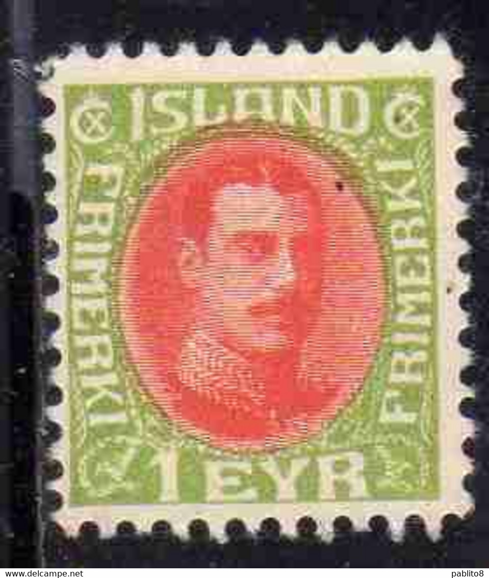 ISLANDA ICELAND ISLANDE 1920 1921 KING CHRISTIAN X 1e MNH - Unused Stamps