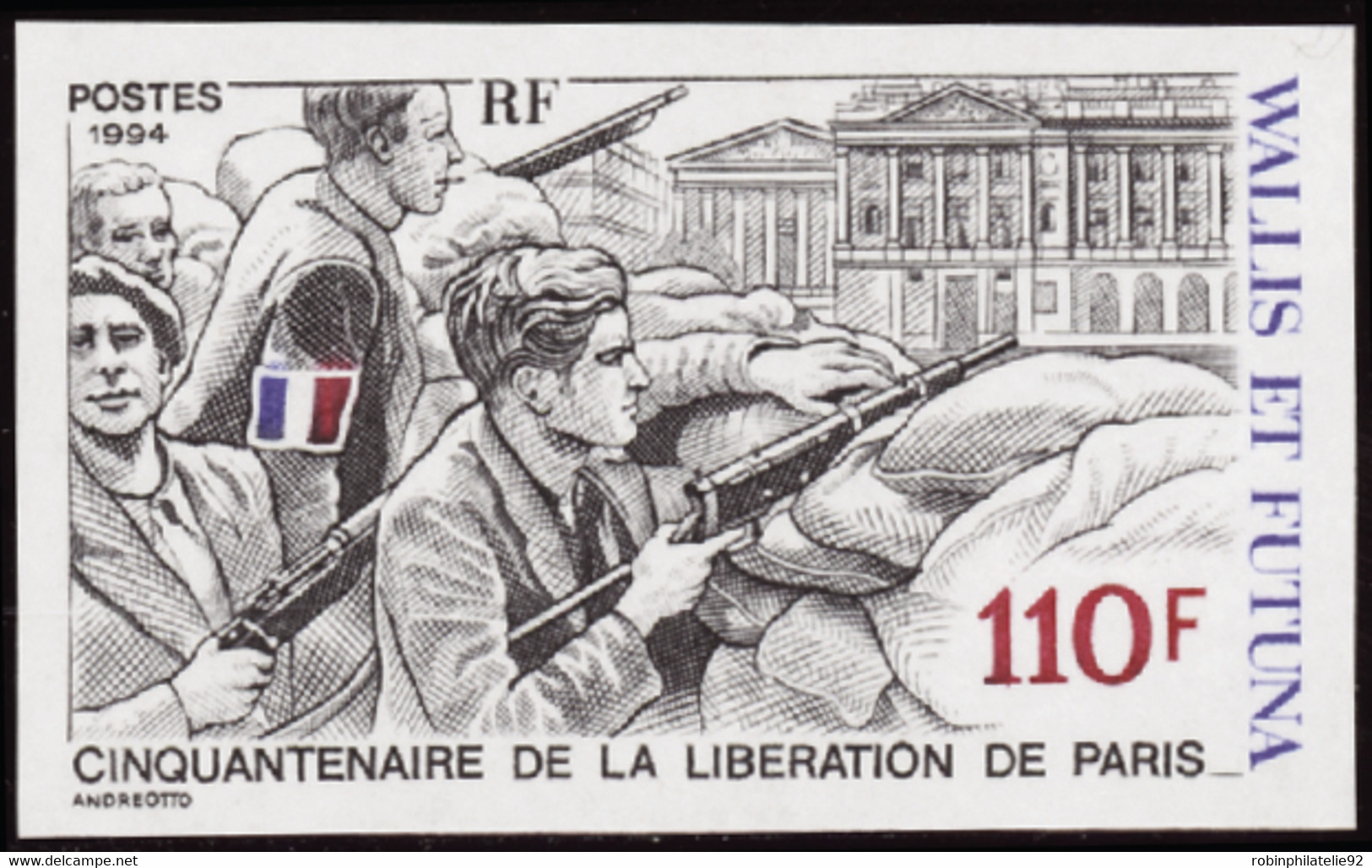 Wallis Et Futuna  Non Dentelés N°463 110f Libération De Paris Qualité:** - Sin Dentar, Pruebas De Impresión Y Variedades