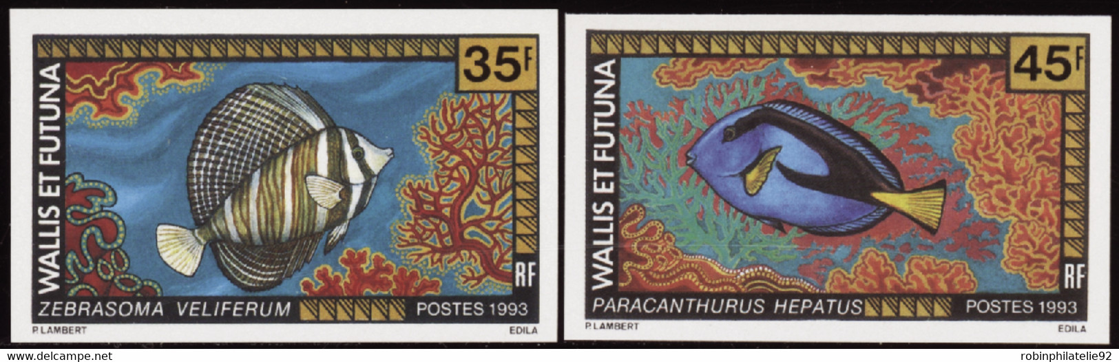 Wallis Et Futuna  Non Dentelés N°451 /452 Faune  Poissons (2 Valeurs) Qualité:** - Imperforates, Proofs & Errors