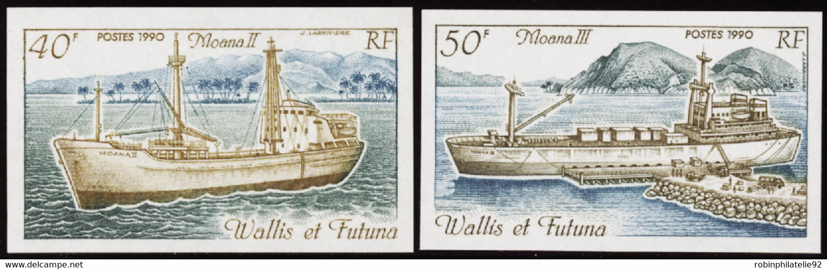 Wallis Et Futuna  Non Dentelés N°400 /401Navire Wallisiens (2 Valeurs) Qualité:** - Sin Dentar, Pruebas De Impresión Y Variedades