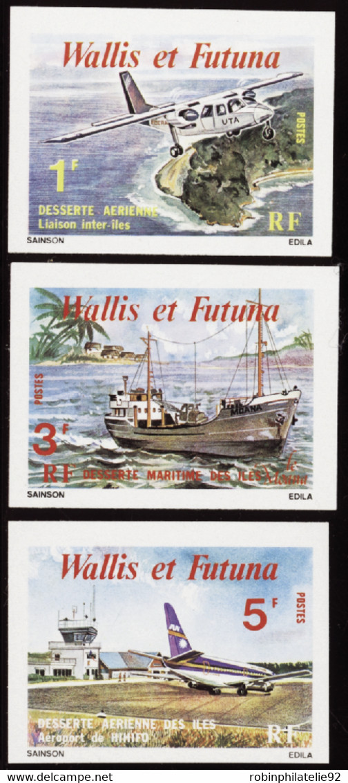 Wallis Et Futuna  Non Dentelés N°254 /256 Dessertes Aériennes Et Maritimes (3 Valeurs) Qualité:** - Imperforates, Proofs & Errors