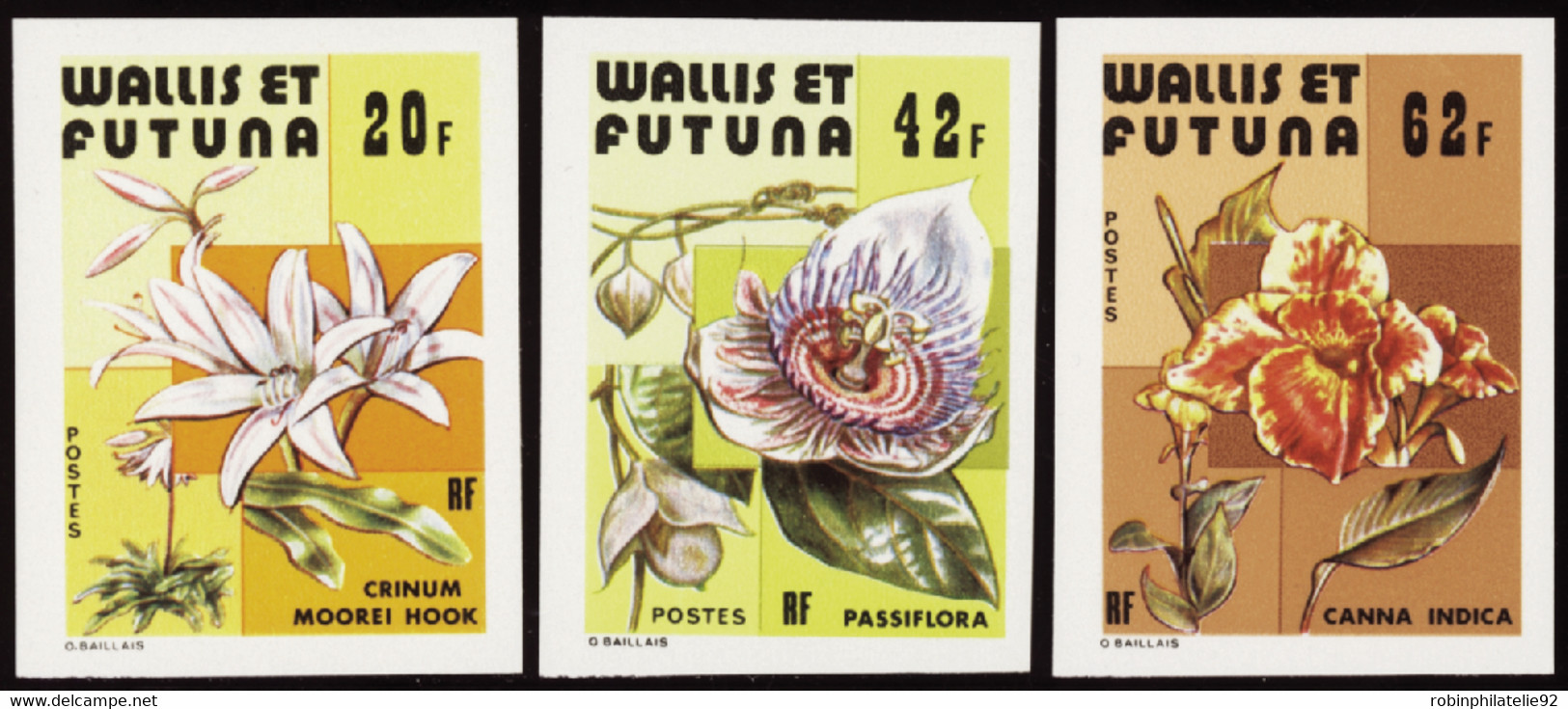 Wallis Et Futuna  Non Dentelés N°238 /240 Fleurs (3 Valeurs) Qualité:** - Geschnittene, Druckproben Und Abarten