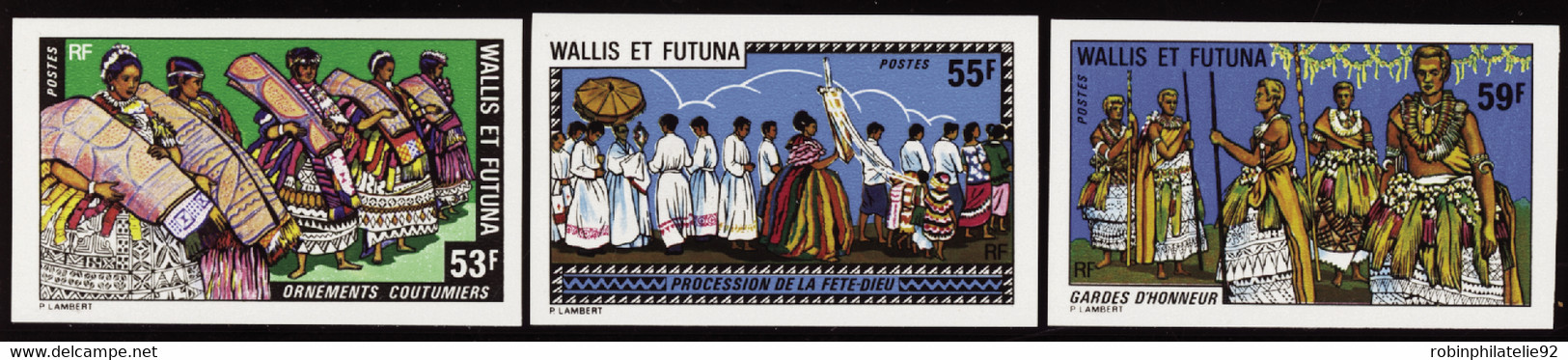 Wallis Et Futuna  Non Dentelés N°221 /223 Coutumes Et Traditions (3 Valeurs) Qualité:** - Geschnittene, Druckproben Und Abarten