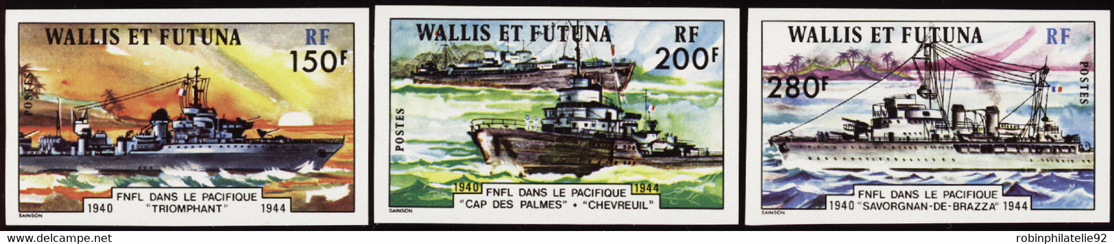 Wallis Et Futuna  Non Dentelés N°210 /212 Force Navale Française Libre (3 Valeurs) Qualité:** - Sin Dentar, Pruebas De Impresión Y Variedades