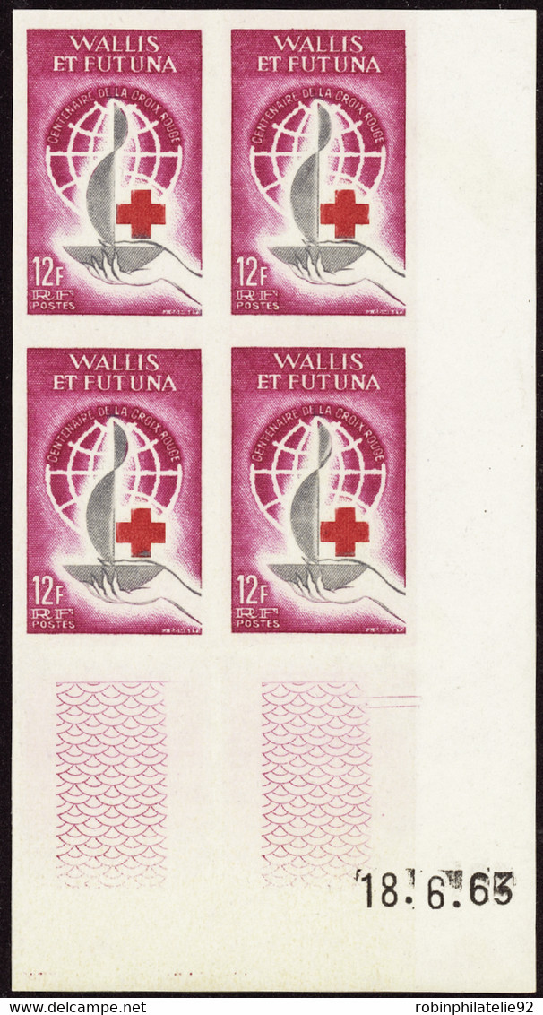 Wallis Et Futuna  Non Dentelés N°168 Croix Rouge Non Dentelé Bloc De 4 Coin Daté Qualité:** - Imperforates, Proofs & Errors