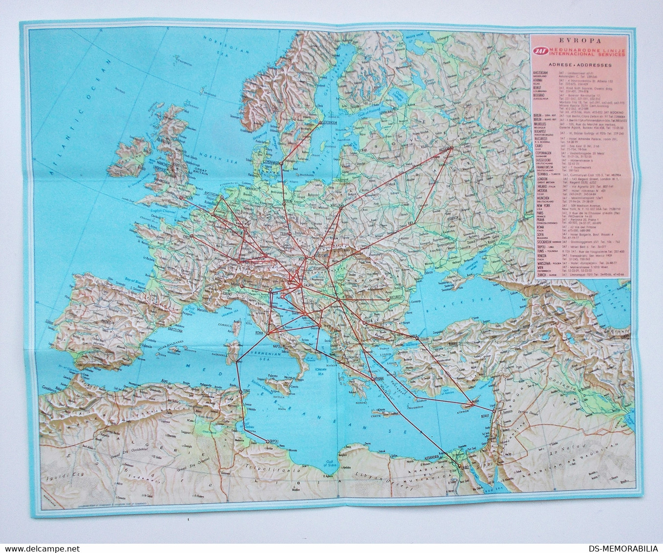 1969 JAT Yugoslav Airlines Route Maps Europe & Inland Flights - Publicités