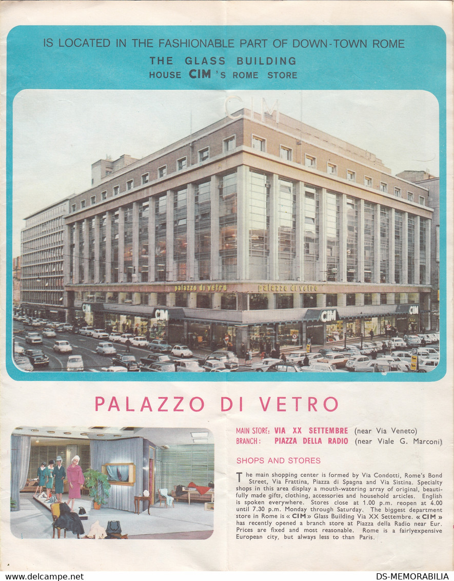 Alitalia Airlines Advertising Brochure CIM Shopping Centre Roma City Plan Map - Werbung