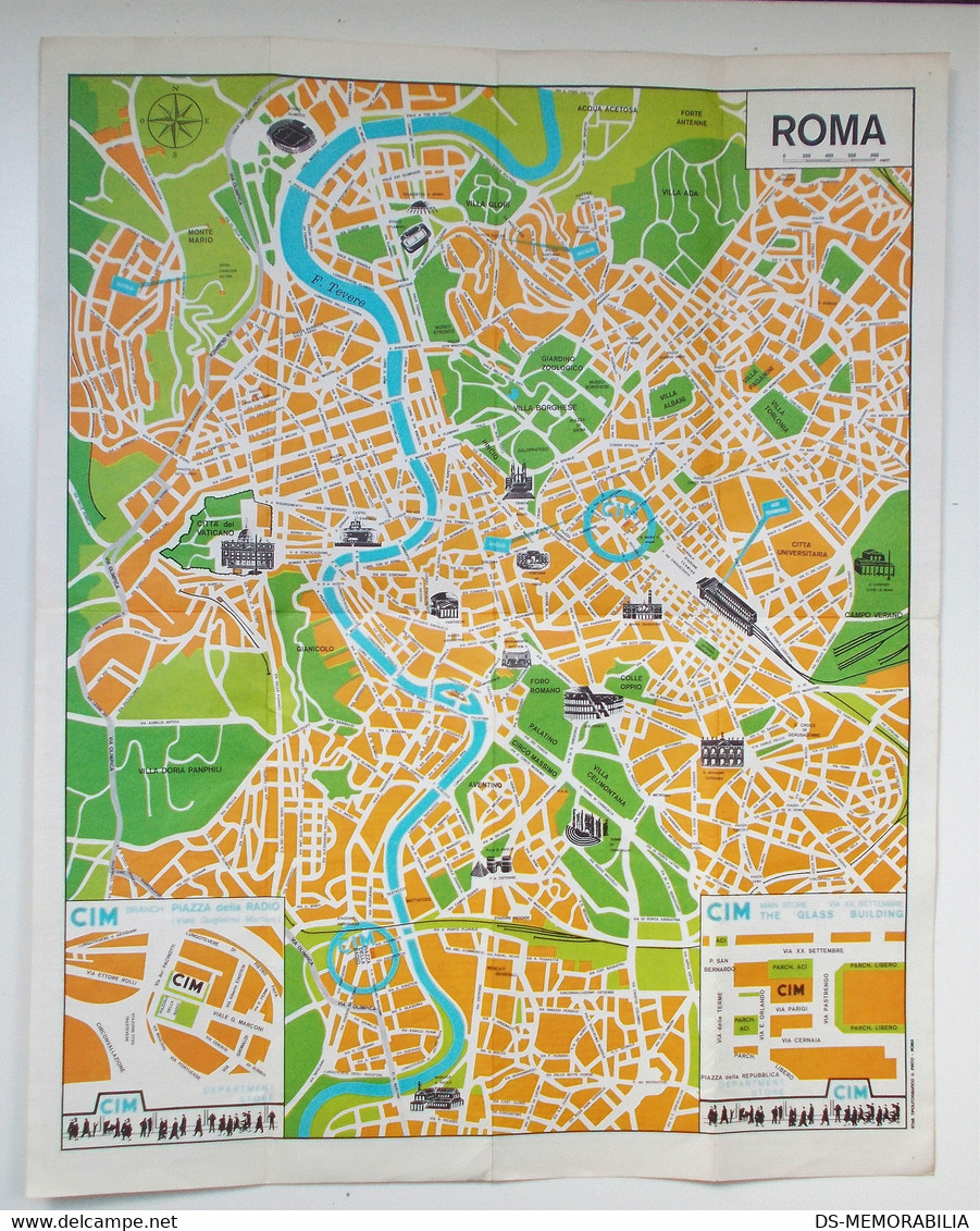 Alitalia Airlines Advertising Brochure CIM Shopping Centre Roma City Plan Map - Publicités