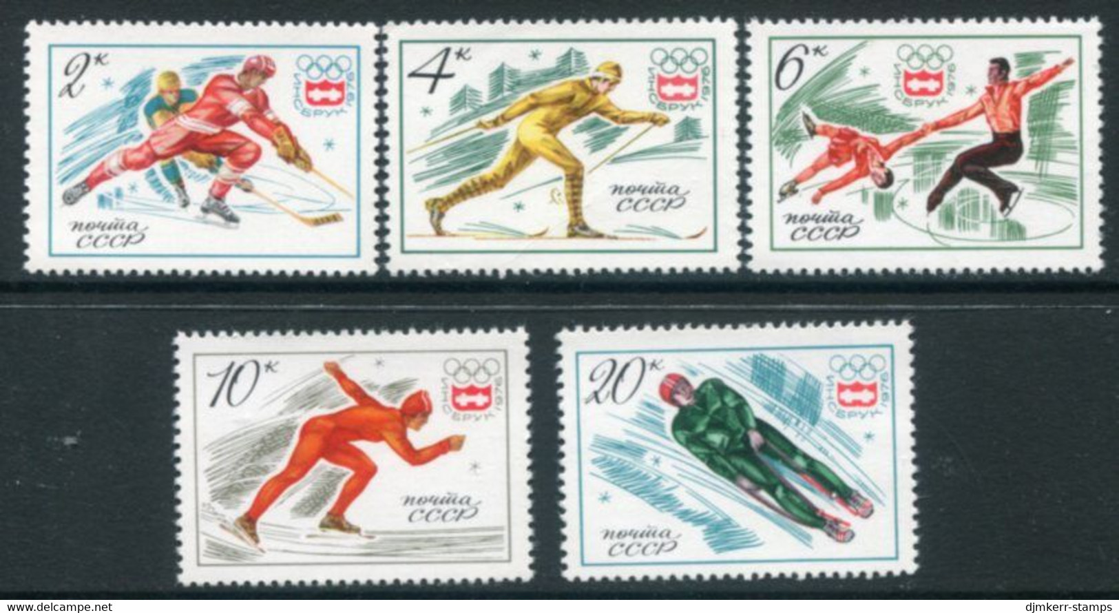 SOVIET UNION 1976 Winter Olympic Games, Innsbruck MNH  / **..  Michel 4444-48 - Neufs
