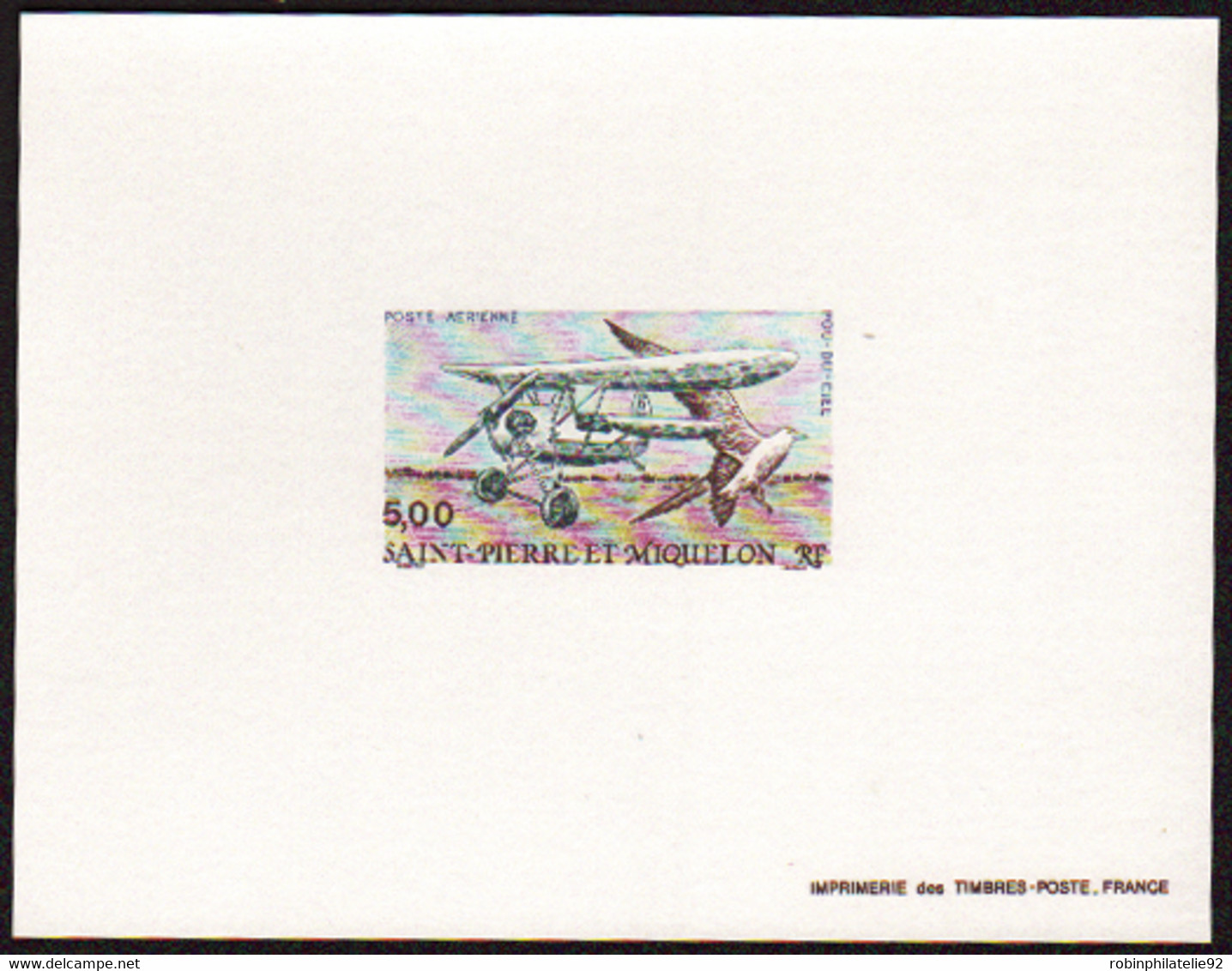 Saint Pierre Et Miquelon épreuves De Luxe Poste Aérienne N°69 5f Pou-du-Ciel épreuve De Luxe - Imperforates, Proofs & Errors