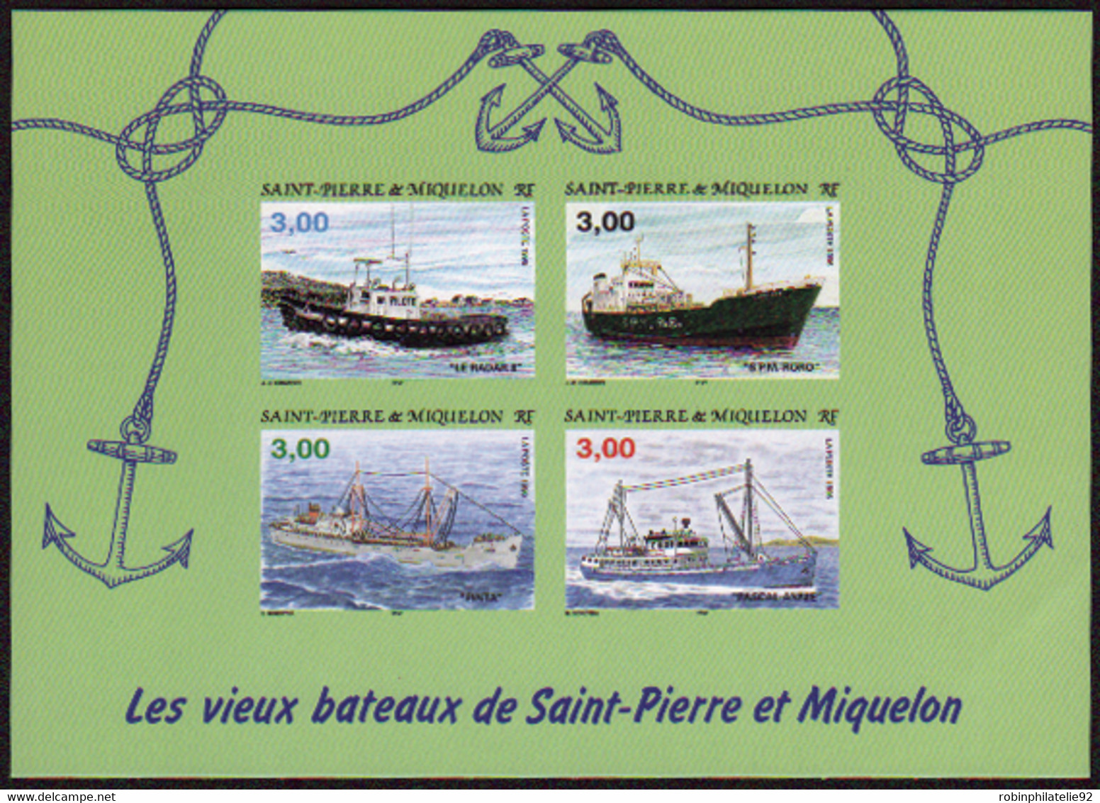 Saint Pierre Et Miquelon épreuves De Luxe Blocs N°5 Vieux Bateaux Bloc épreuve De Luxe - Sin Dentar, Pruebas De Impresión Y Variedades