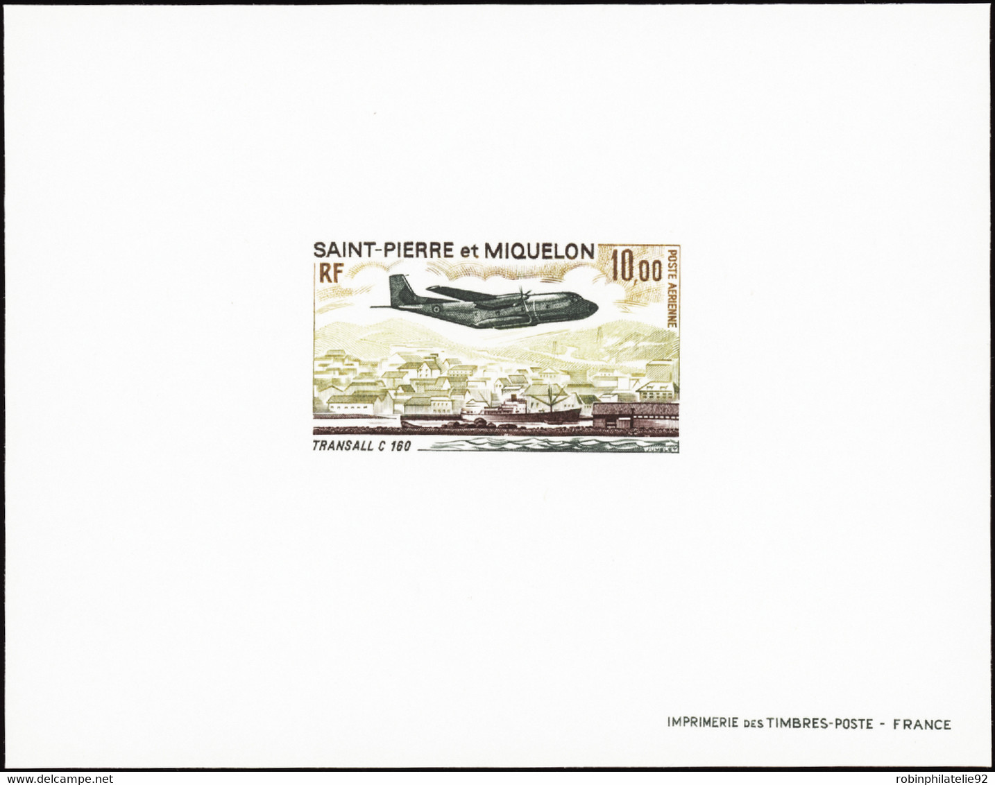 Saint Pierre Et Miquelon épreuves De Luxe Poste Aérienne N°57 Transall C 160 épreuve De Luxe - Sin Dentar, Pruebas De Impresión Y Variedades