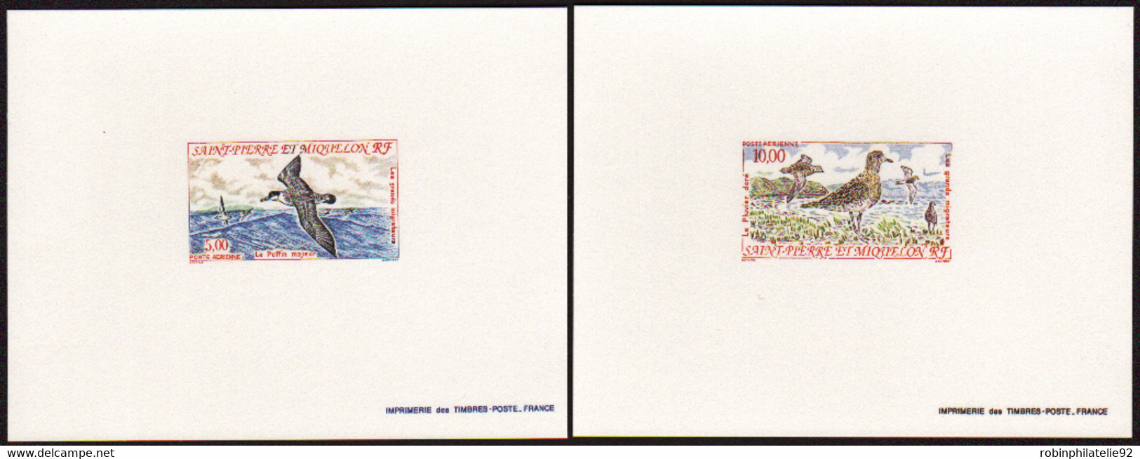 Saint Pierre Et Miquelon épreuves De Luxe Poste Aérienne N°72 /73Oiseaux  2  épreuves De Luxe - Imperforates, Proofs & Errors