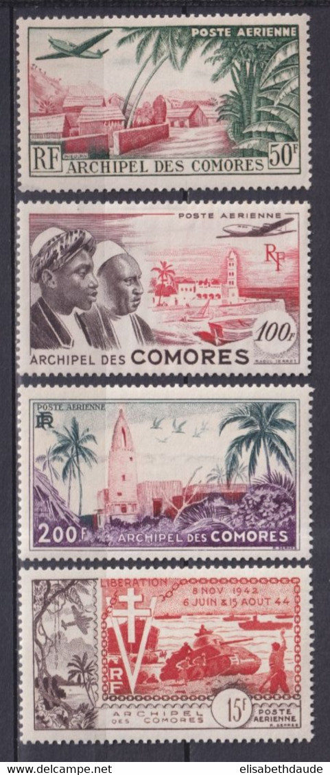 COMORES - 1950/54 - POSTE AERIENNE SERIE COMPLETE YVERT N°1/4 * MLH  - COTE Pour * = 83 EUR. - Ungebraucht