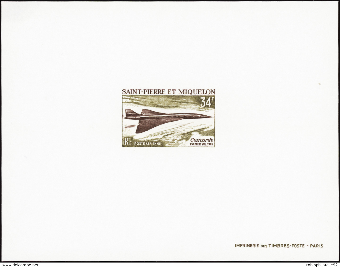 Saint Pierre Et Miquelon épreuves De Luxe Poste Aérienne N°43 Concorde épreuve De Luxe - Imperforates, Proofs & Errors