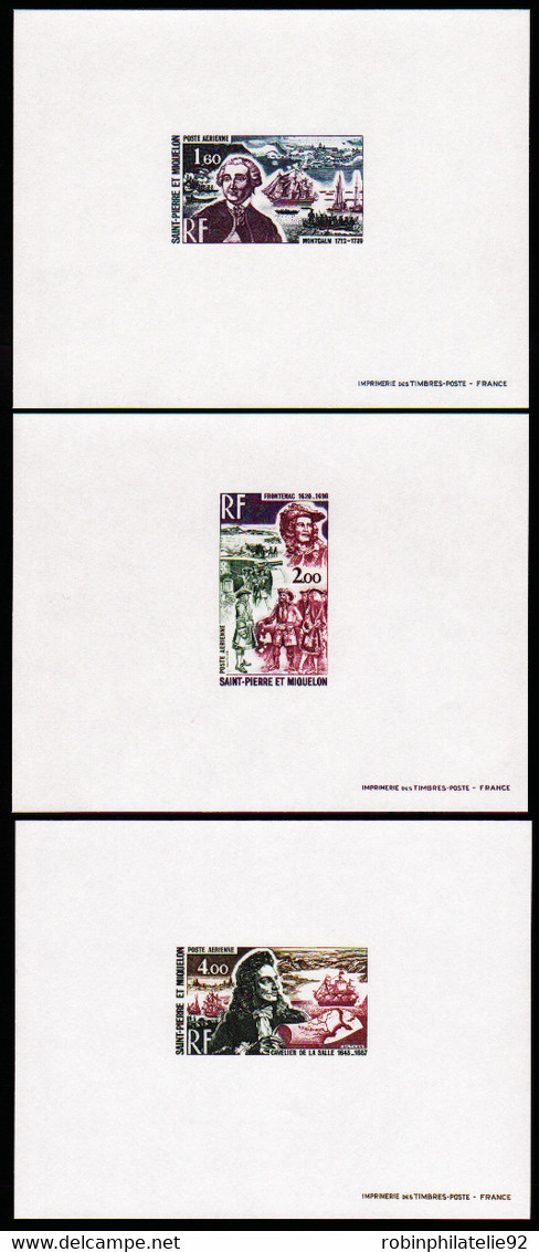 Saint Pierre Et Miquelon épreuves De Luxe Poste Aérienne N°54 /56 Célébrités 3 épreuves De Luxe - Sin Dentar, Pruebas De Impresión Y Variedades