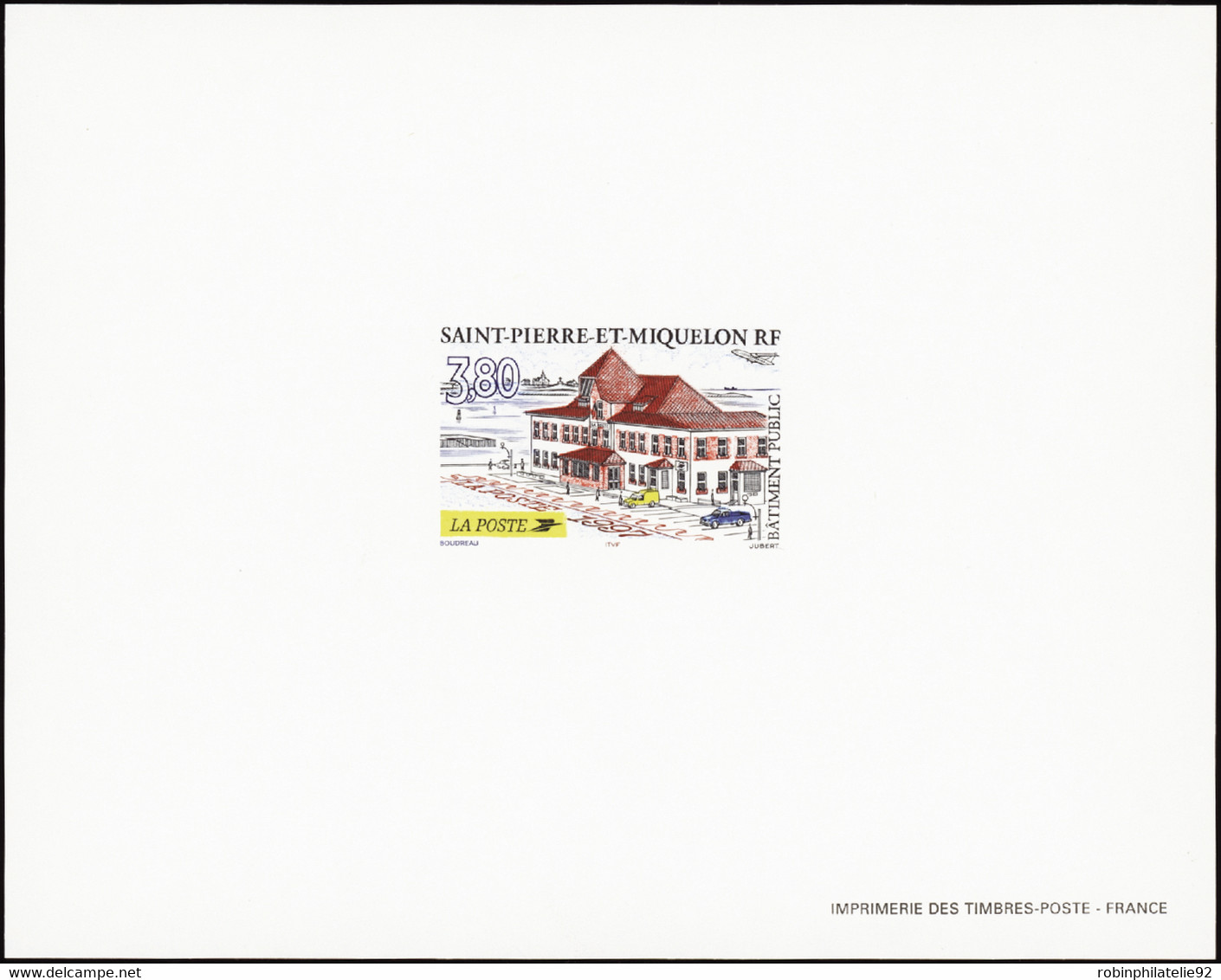 Saint Pierre Et Miquelon épreuves De Luxe N°655 Bâtiment Public.La Poste Bloc Gommé Qualité:** - Non Dentelés, épreuves & Variétés