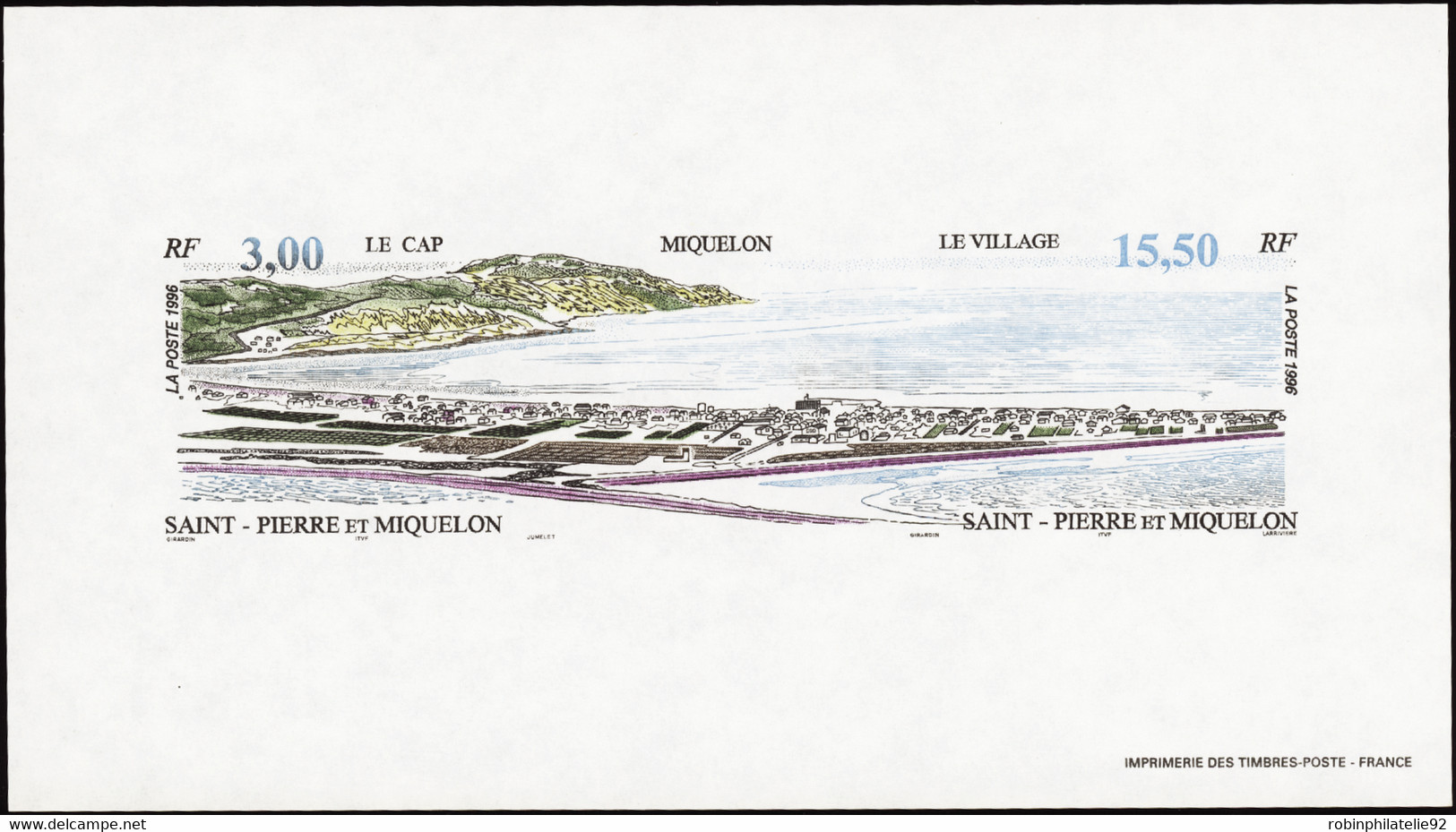 Saint Pierre Et Miquelon épreuves De Luxe N°640 A Vue Générale De Miquelon Bloc Gommé Qualité:** - Ongetande, Proeven & Plaatfouten