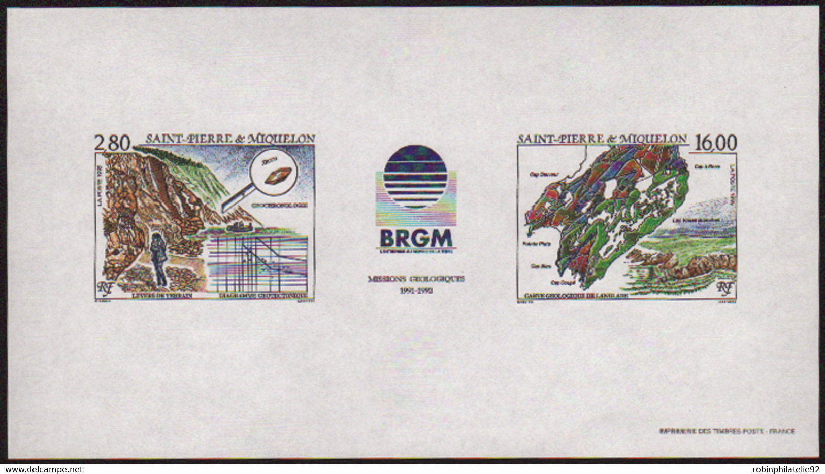 Saint Pierre Et Miquelon épreuves De Luxe N°619 A Triptyque Bloc Gommé Collectif Qualité:** - Imperforates, Proofs & Errors