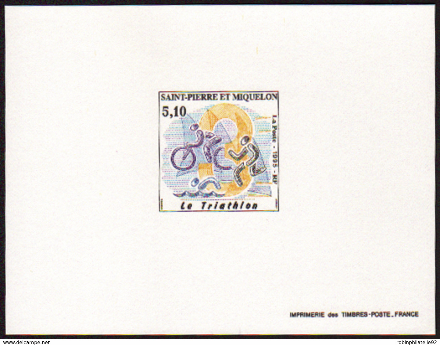 Saint Pierre Et Miquelon épreuves De Luxe N°610 5f10 Triathlon épreuve De Luxe - Imperforates, Proofs & Errors