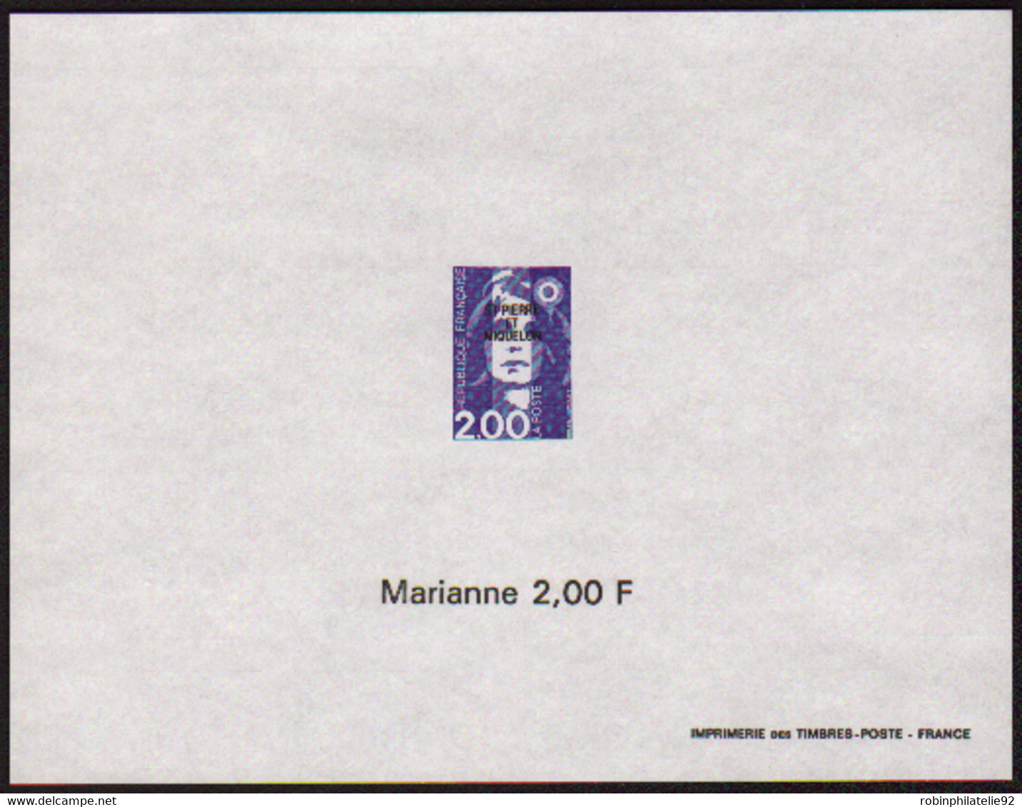 Saint Pierre Et Miquelon épreuves De Luxe N°605 2f Marianne De Briat Bloc Gommé Qualité:** - Imperforates, Proofs & Errors