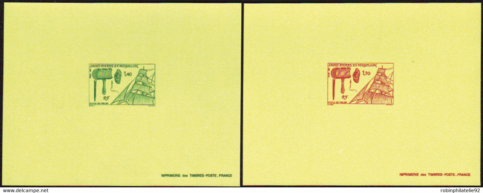 Saint Pierre Et Miquelon épreuves De Luxe N°535 /536 Outils De Voilier 2 épreuves De Luxe - Sin Dentar, Pruebas De Impresión Y Variedades