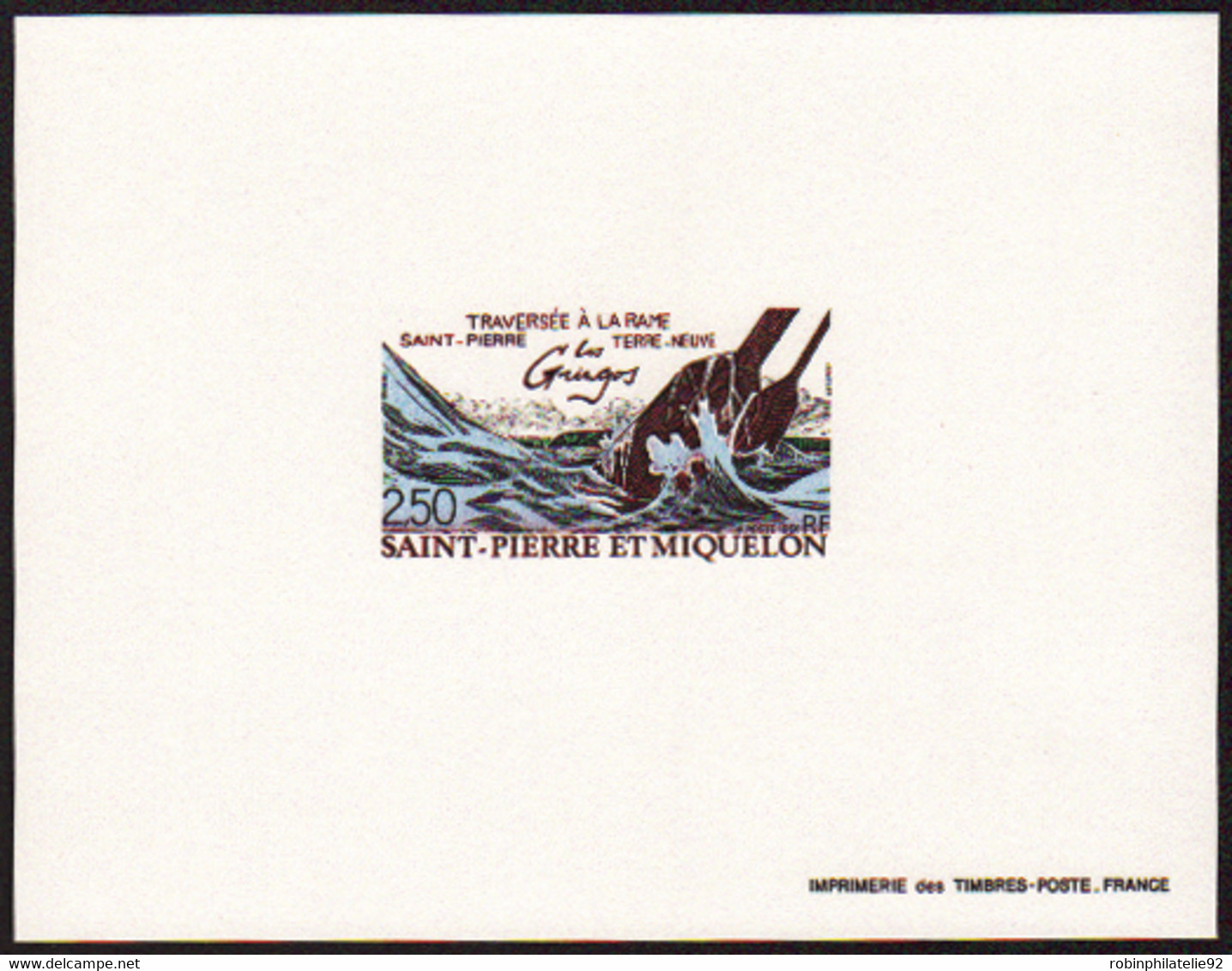 Saint Pierre Et Miquelon épreuves De Luxe N°546 2f50 Traversée à La Rame épreuve De Luxe - Imperforates, Proofs & Errors