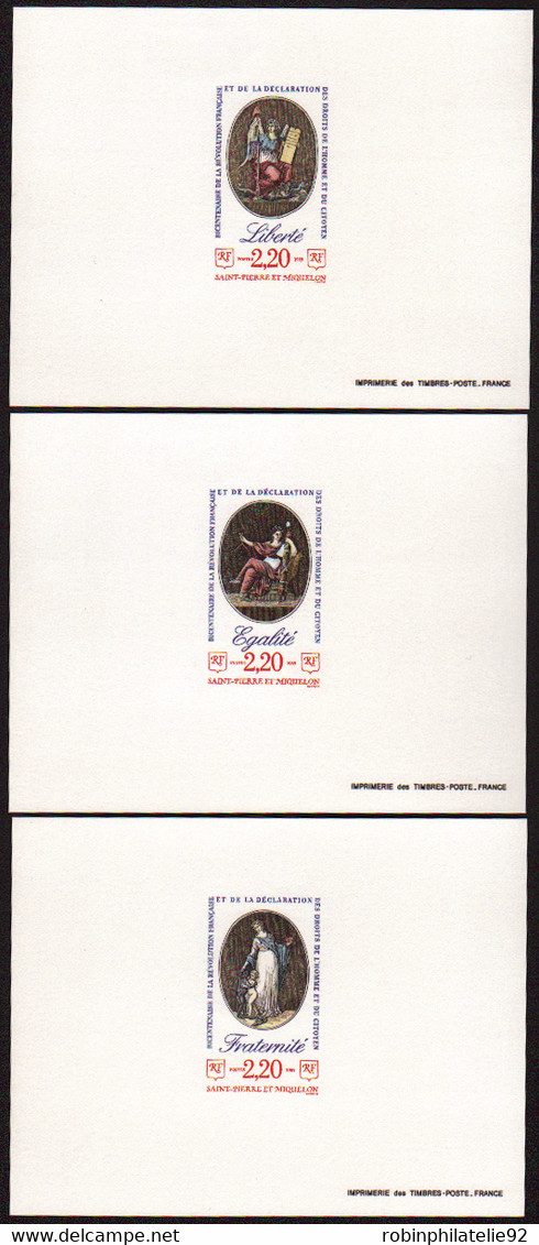 Saint Pierre Et Miquelon épreuves De Luxe N°499 /501Révolution Française 3 épreuves De Luxe - Imperforates, Proofs & Errors