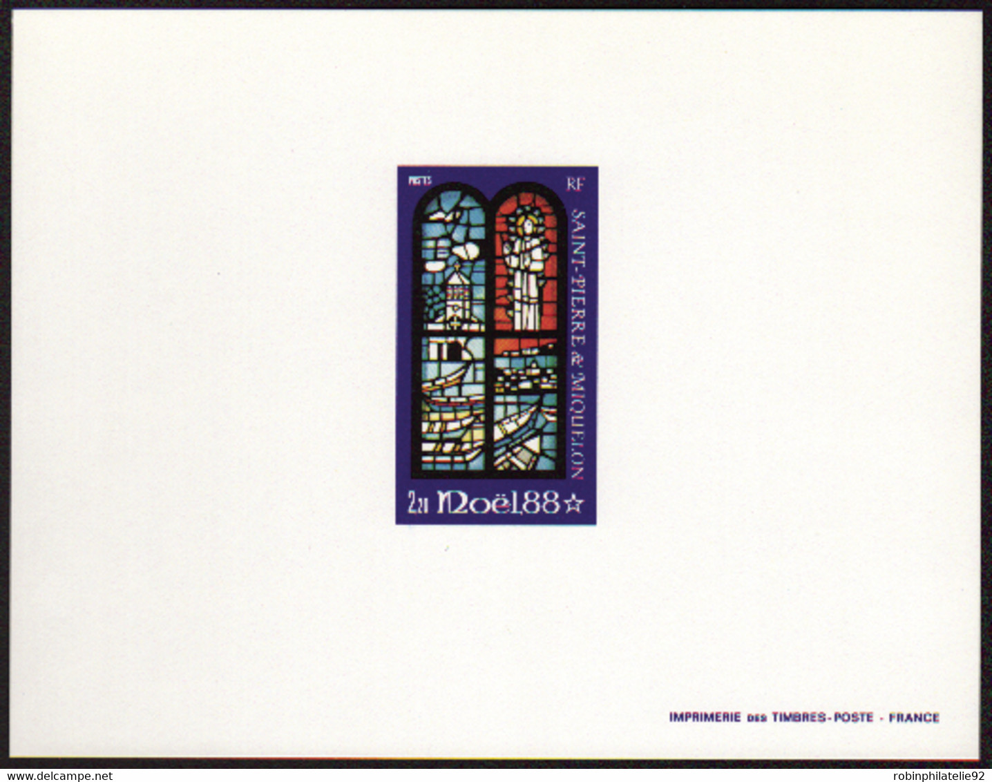 Saint Pierre Et Miquelon épreuves De Luxe N°496 2f20 Noël 1988 épreuve De Luxe - Imperforates, Proofs & Errors