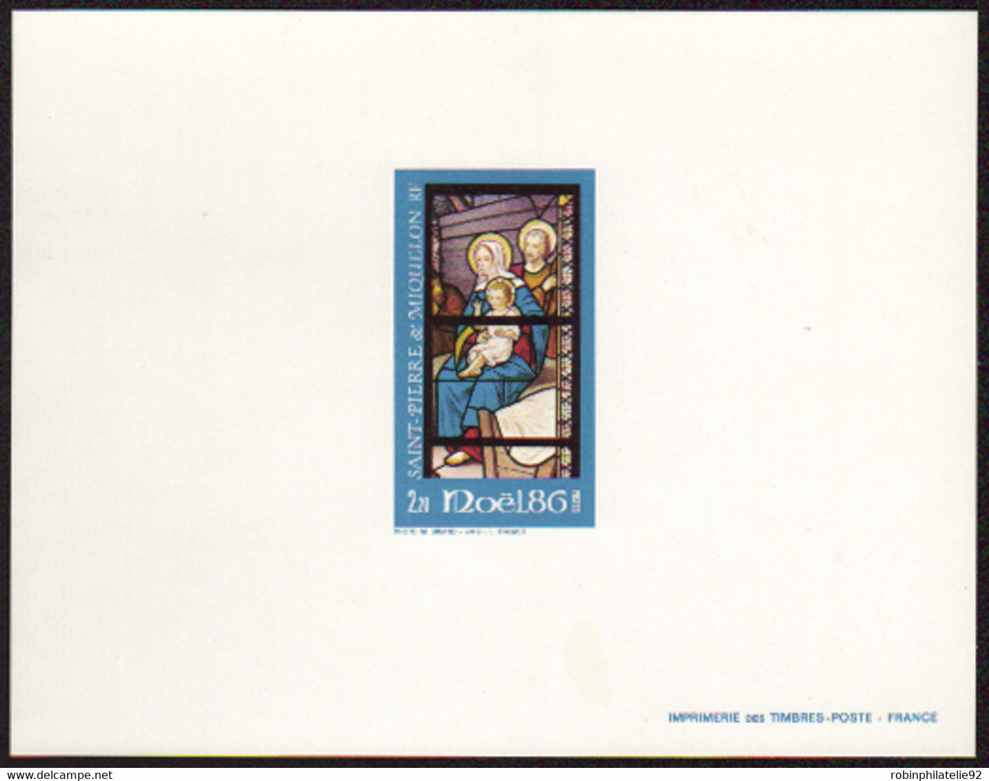 Saint Pierre Et Miquelon épreuves De Luxe N°474 2f20 Noël 1986 - Imperforates, Proofs & Errors