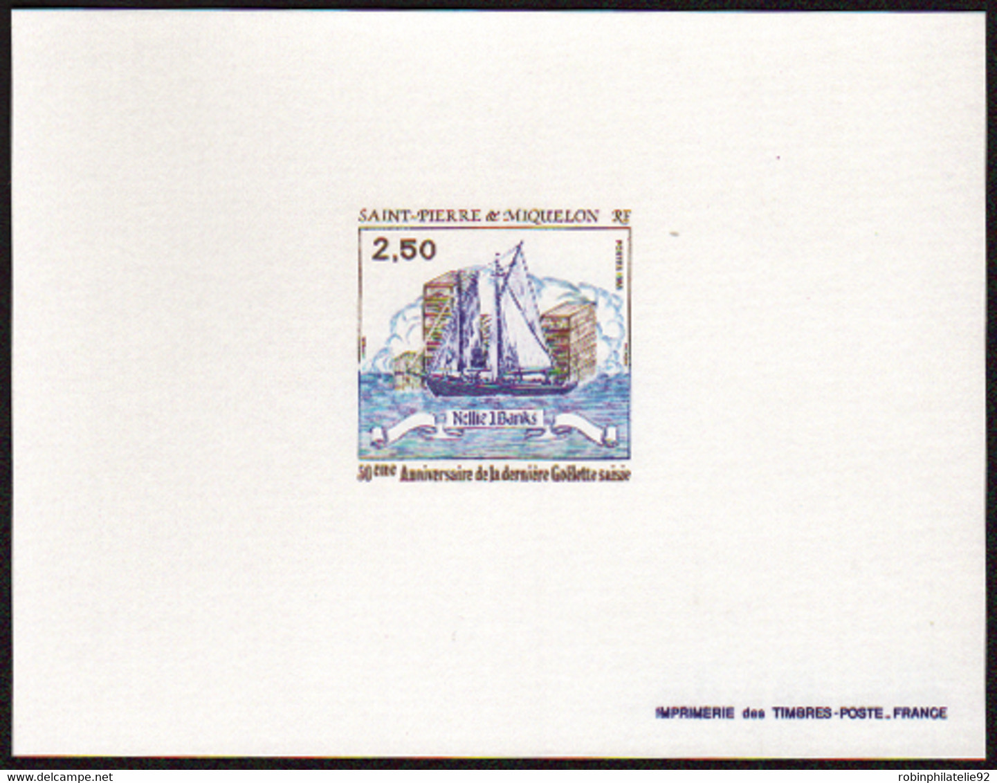 Saint Pierre Et Miquelon épreuves De Luxe N°492 2f50 Nellie J. Banks épreuve De Luxe - Ongetande, Proeven & Plaatfouten