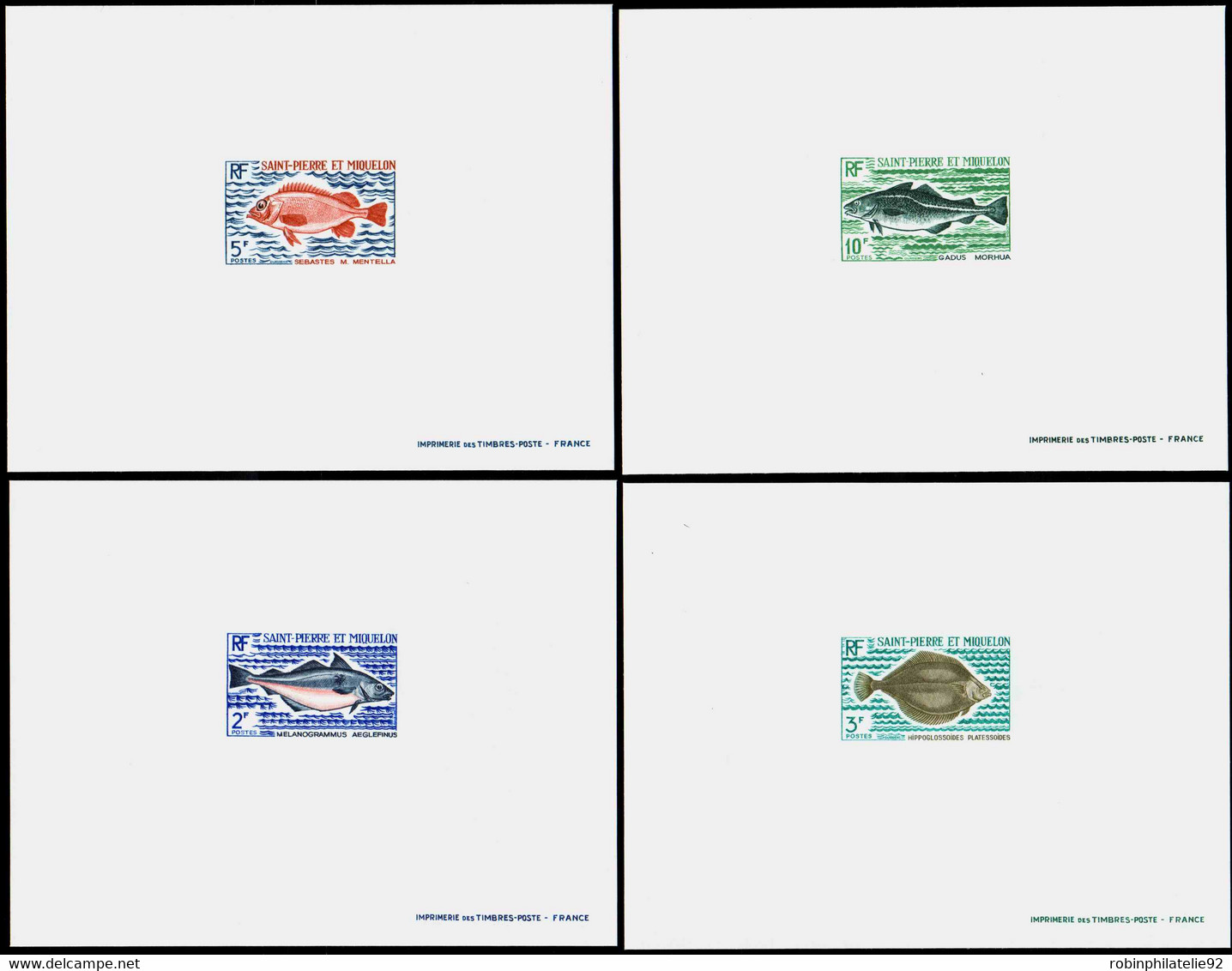 Saint Pierre Et Miquelon épreuves De Luxe N°421 /424 Poissons 4  épreuves De Luxe - Imperforates, Proofs & Errors