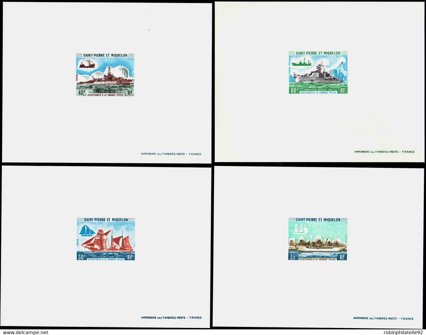 Saint Pierre Et Miquelon épreuves De Luxe N°410 /413 Bateaux La Grande Pêche 4 épreuves De Luxe - Imperforates, Proofs & Errors