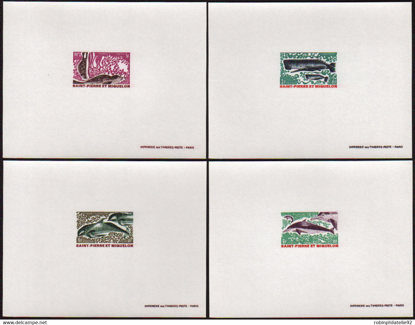 Saint Pierre Et Miquelon épreuves De Luxe N°391 /394 Animaux Marins 4 épreuves De Luxe - Imperforates, Proofs & Errors