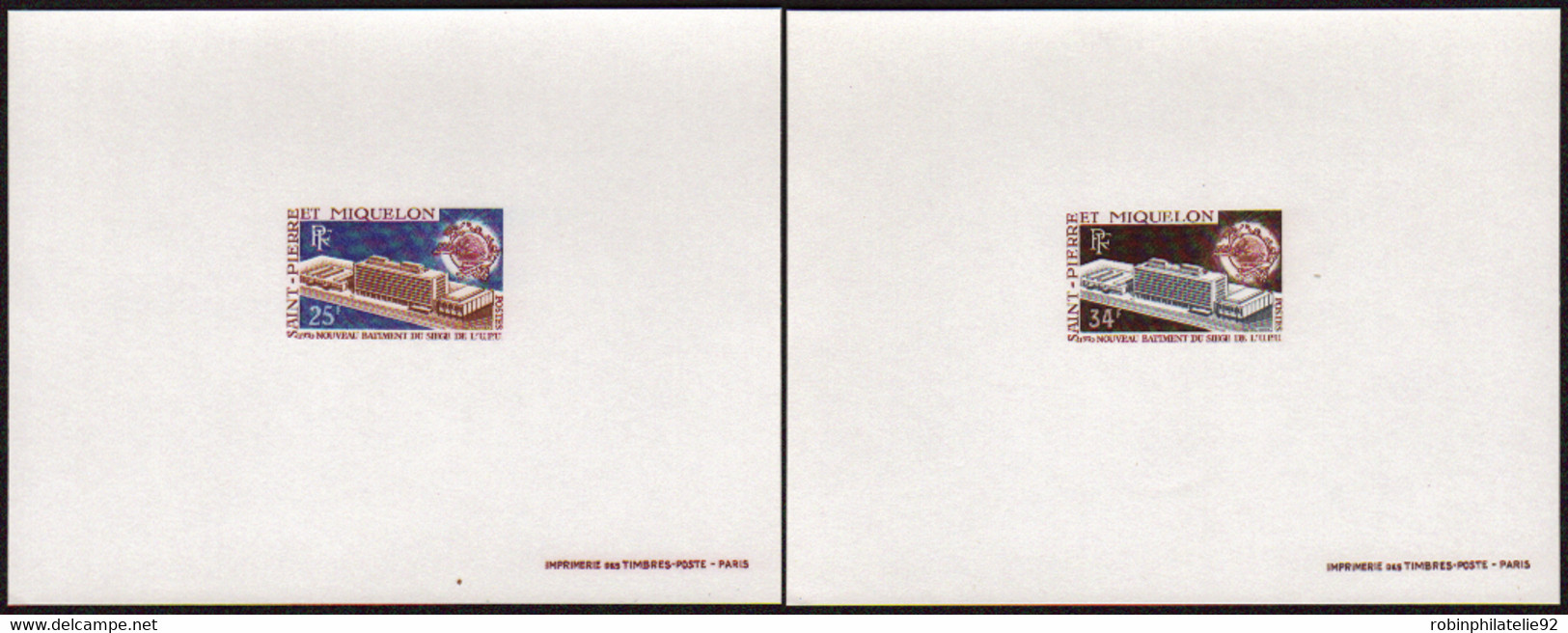 Saint Pierre Et Miquelon épreuves De Luxe N°399 /400 UPU 2 épreuves De Luxe - Imperforates, Proofs & Errors