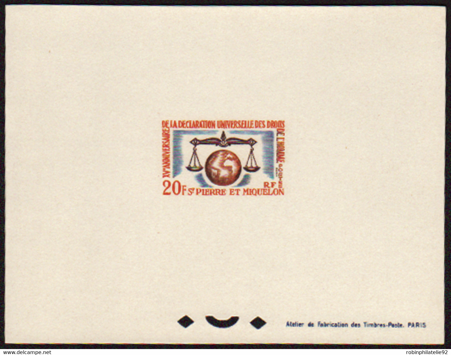 Saint Pierre Et Miquelon épreuves De Luxe N°370 Droits De L'homme épreuve De Luxe - Imperforates, Proofs & Errors