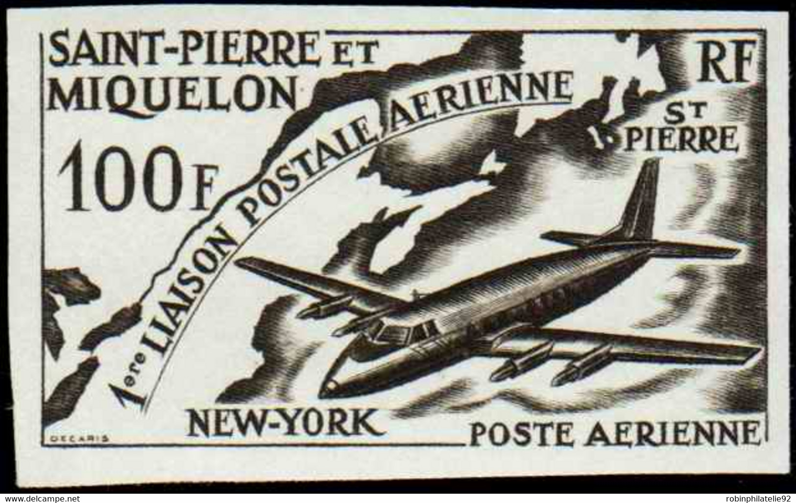 Saint Pierre Et Miquelon Essais De Couleur Poste Aérienne N°31 Liaison Postale St-Pierre-N.York Qualité:** - Non Dentelés, épreuves & Variétés