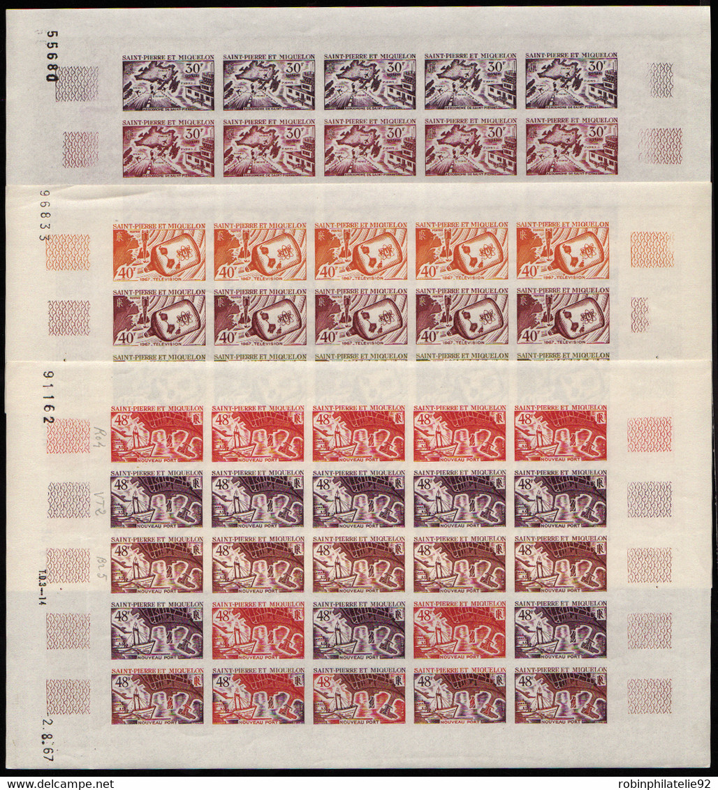 Saint Pierre Et Miquelon Essais De Couleur N°376 /378 Aménagements 3 Valeurs En Feuilles De 2 5 Timbres Qualité:** - Imperforates, Proofs & Errors