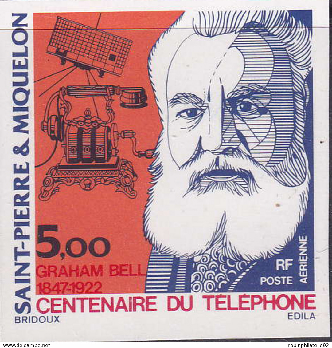 Saint Pierre Et Miquelon Non Dentelés Poste Aérienne N°63 Graham Bell Qualité:** - Imperforates, Proofs & Errors