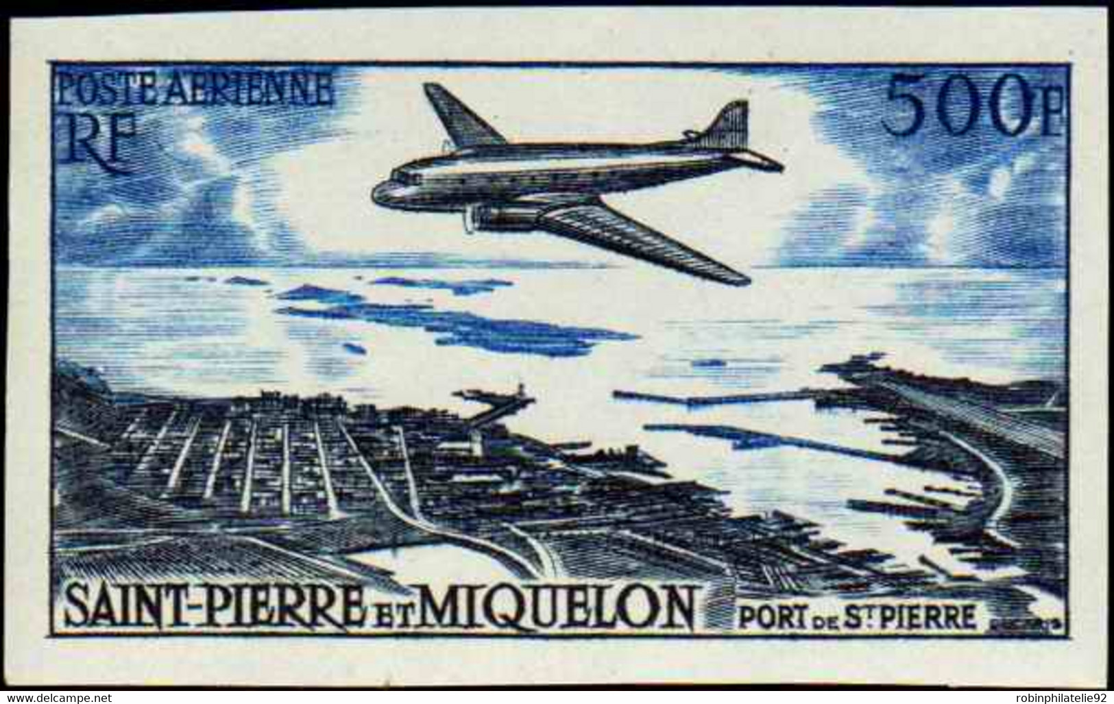 Saint Pierre Et Miquelon Non Dentelés Poste Aérienne N°23 Port De St Pierre Non Dentelé Qualité:** - Non Dentellati, Prove E Varietà