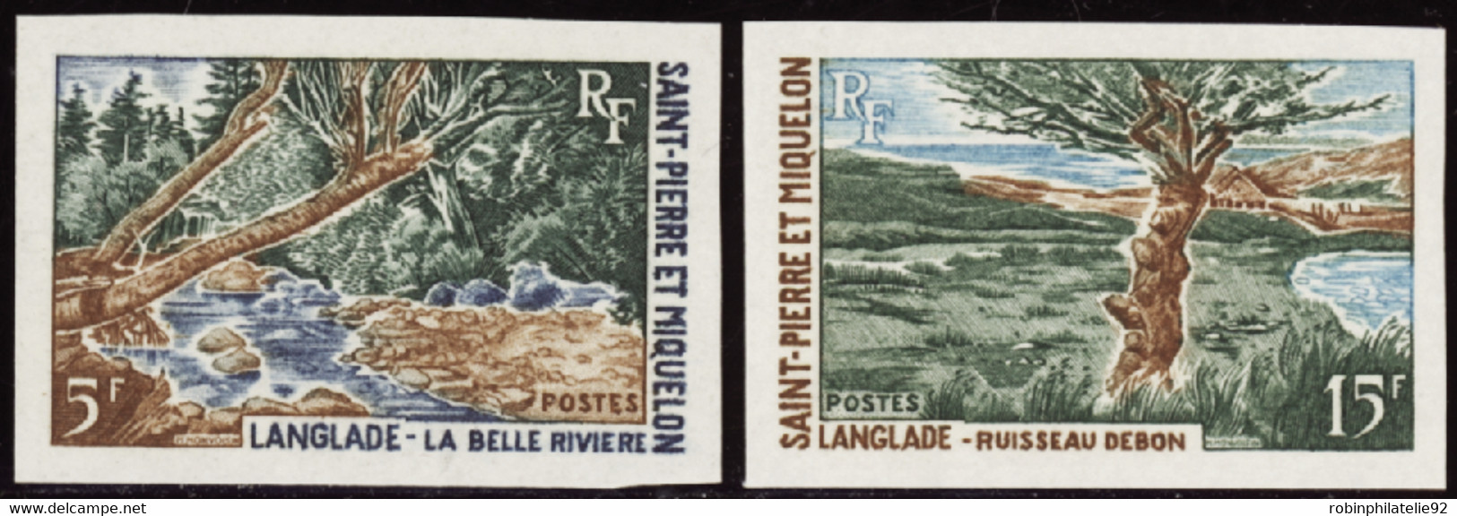 Saint Pierre Et Miquelon Non Dentelés N°385 /386 Paysages 2 Valeurs Qualité:** - Imperforates, Proofs & Errors