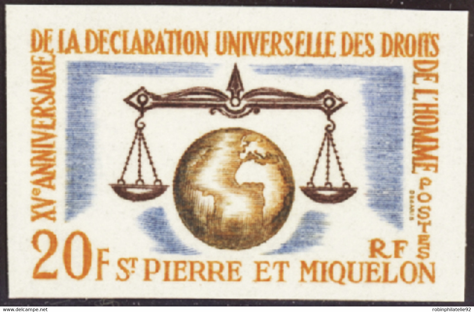 Saint Pierre Et Miquelon Non Dentelés N°370 Déclaration Des Droits De L'homme Non Dentelé Qualité:** - Ongetande, Proeven & Plaatfouten